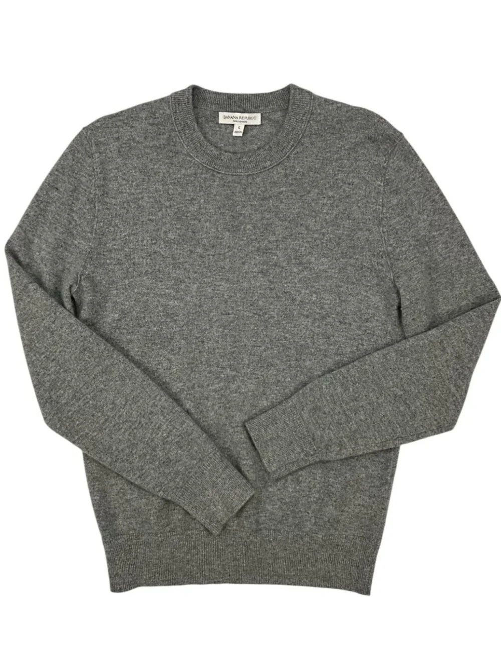 Banana Republic Cashmere Crew Neck Sweater S Gray Long Sleeve Fall Fashion